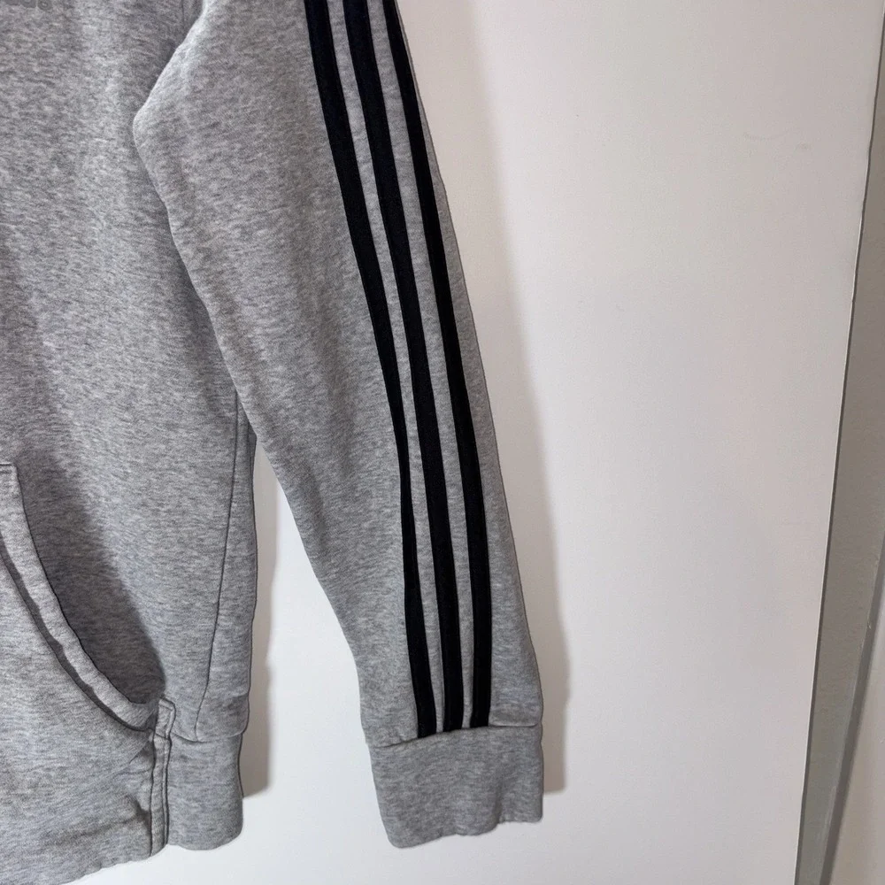 adidas Essentials 3-Stripes Full-Zip Hoodie‎ Men's Gray Fleece Athletic Size Med